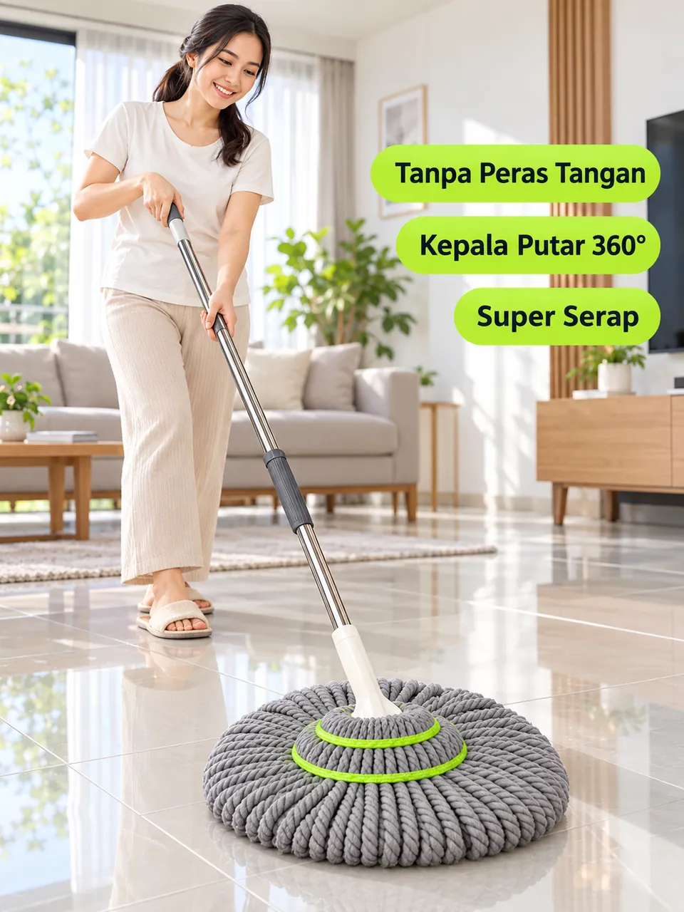 Capek Meras Kain Pel Kotor Pakai Tangan? Sekarang Tinggal Putar, Lantai Kinclong Tangan Tetap Bersih